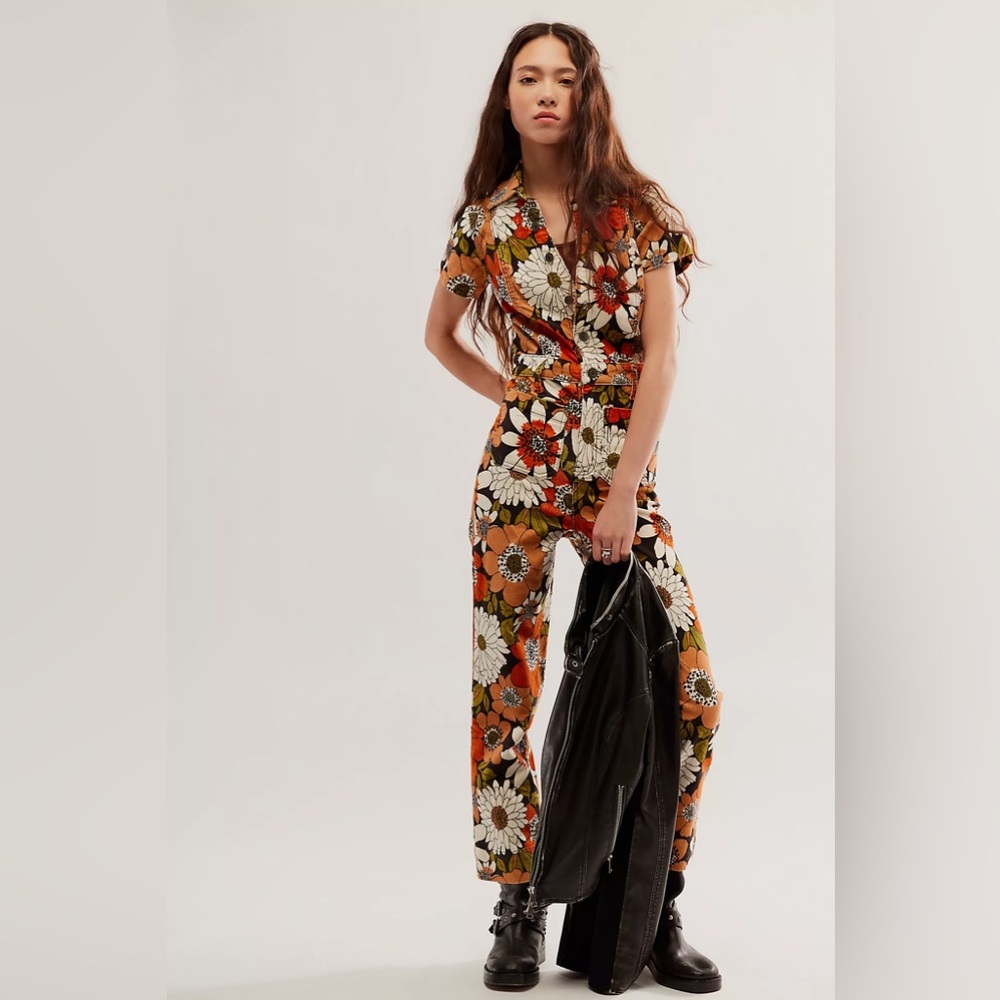 Show Me Your MuMu Bold Floral Jumpsuit - Orange, White, Black